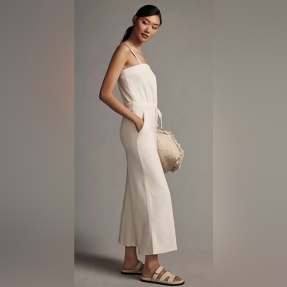 NWT Daily Practice by Anthropologie Women’s Strapless Crème Wide-Leg Jumpsuit XS - Picture 4 of 10